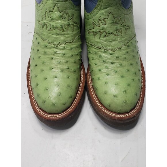 Lucchese 2000 Women’s Green/Light Blue Full Ostrich Quill Boots Size 7.5B - Picture 6 of 11